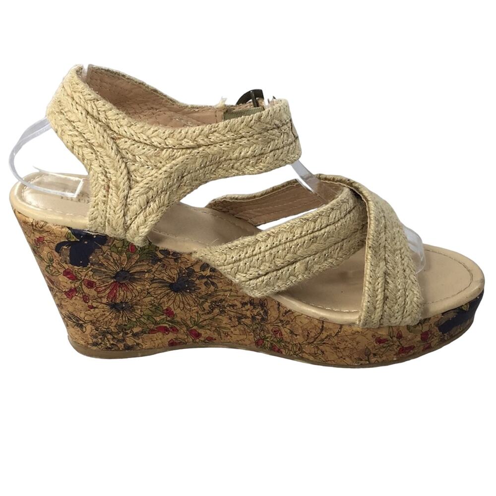 Paris blues wedge strappy heels cork rope 9 PreOwned Summer Spring